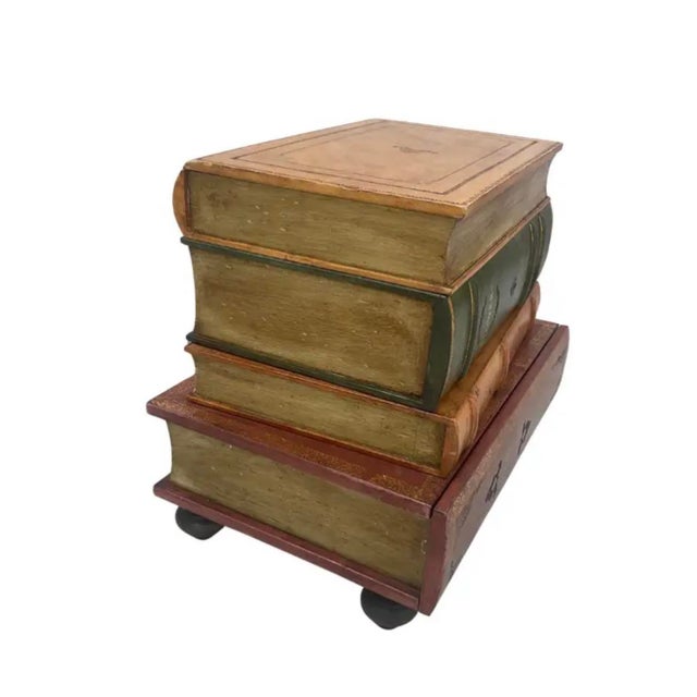 Edwardian Faux Stacked Books Side Table, Wood, Italy For Sale - Image 4 of 8