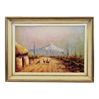 Gustavo Moncayo, Landscape with Llamas For Sale