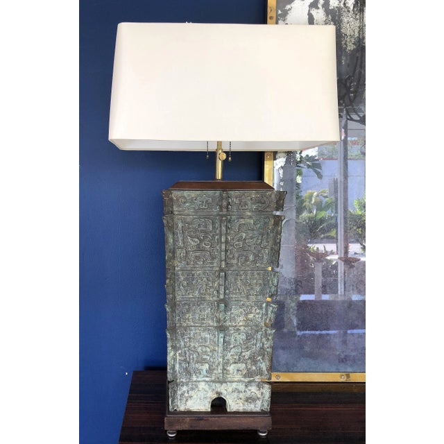 Chinoiserie Vintage Chinese Bronze Vessels Mounted as Lamps- a Pair For Sale - Image 3 of 11