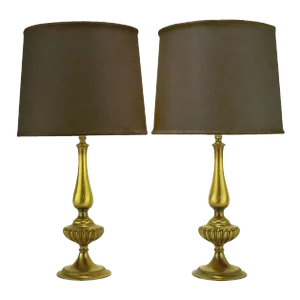 Rembrandt Lighting Solid Brass Regency Table Lamps - a Pair