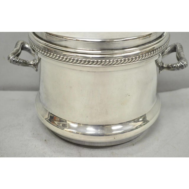 Vintage Fb Rogers English Regency Silver Plated Coat of Arms Covered Ice Bucket For Sale - Image 13 of 17