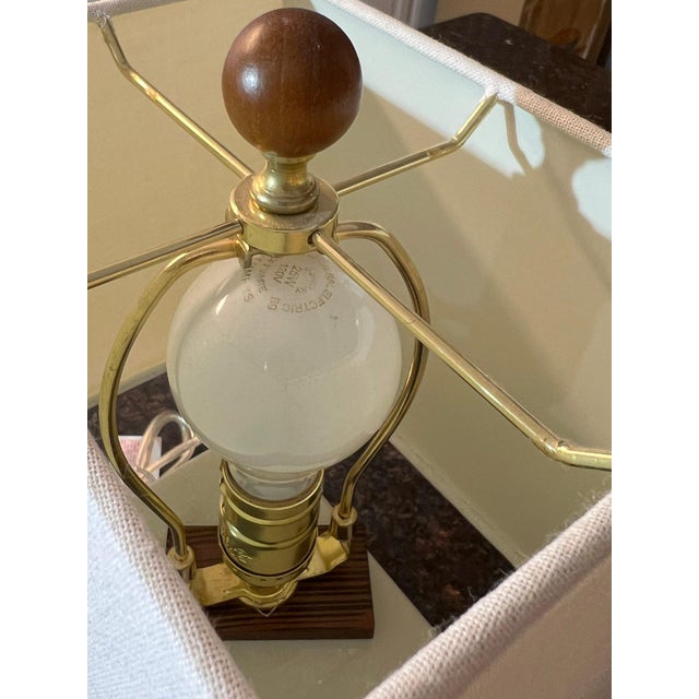 Wood Vintage Lauren Ralph Lauren White Crackle Ceramic Square Table Lamp For Sale - Image 7 of 8