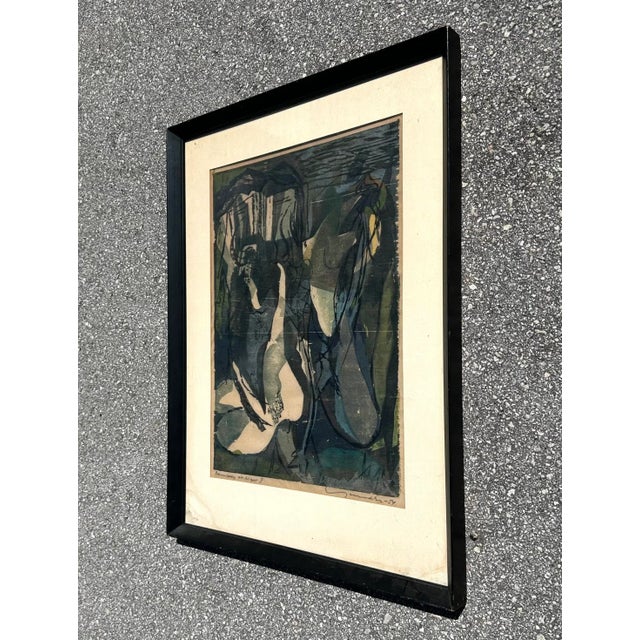 Abstract Vintage Boho Original Abstract Watercolor on Paper For Sale - Image 3 of 4