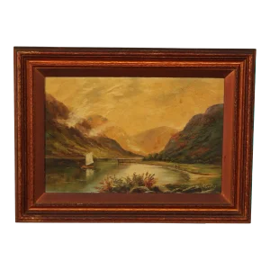 Mountain Landscape Oil Painting, Signed