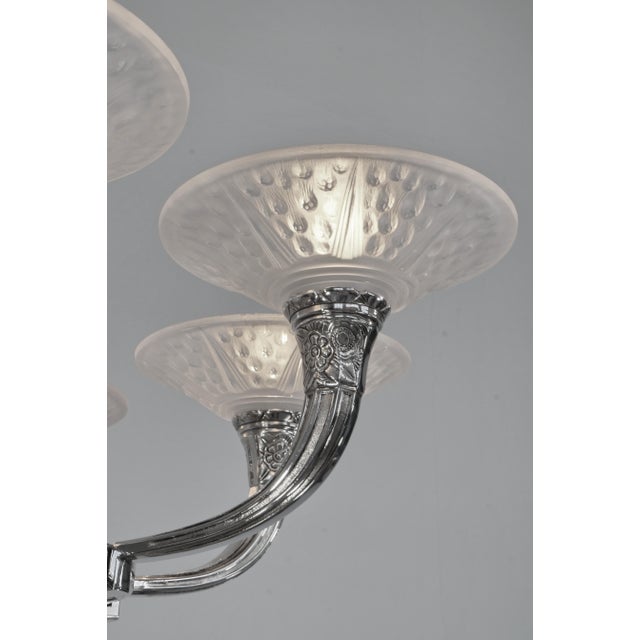 1930s Muller Freres & Ranc French Art Deco 6-Armed Chandelier For Sale - Image 11 of 13