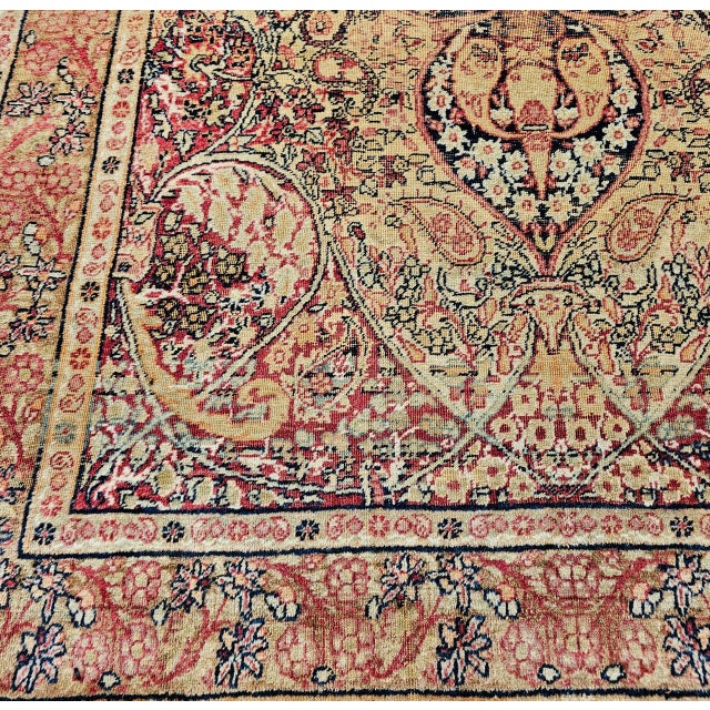 19th Century Persian Kerman Lavar Rug, Hand-Knotted Wool, Floral Pattern, Ivory & Red, 4x6 For Sale - Image 11 of 15