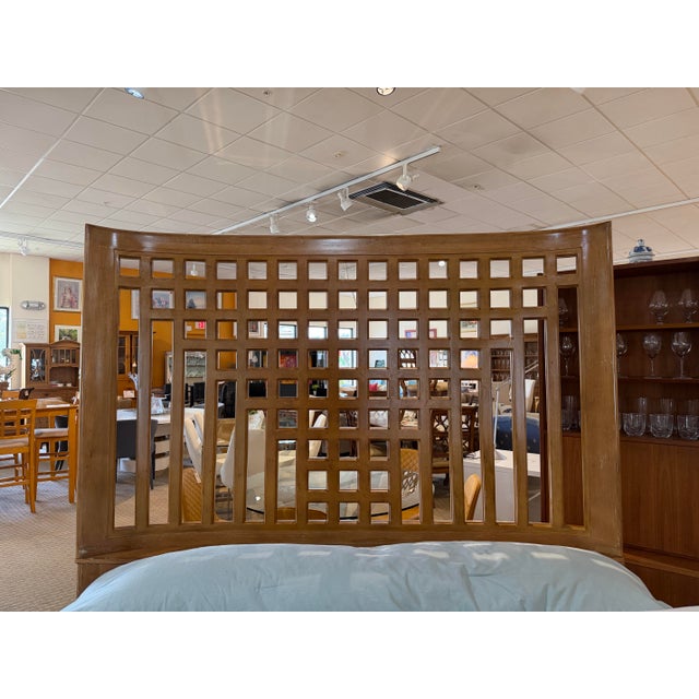 Wood Vintage Attributed Stickley Furniture "Edinburgh" Lattice Fretwork King Headboard For Sale - Image 7 of 7