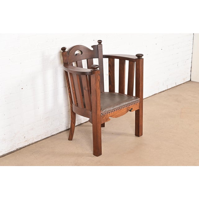 Stickley Brothers Stickley Brothers Style Antique Mission Oak Arts & Crafts Cube Club Chair For Sale - Image 4 of 13