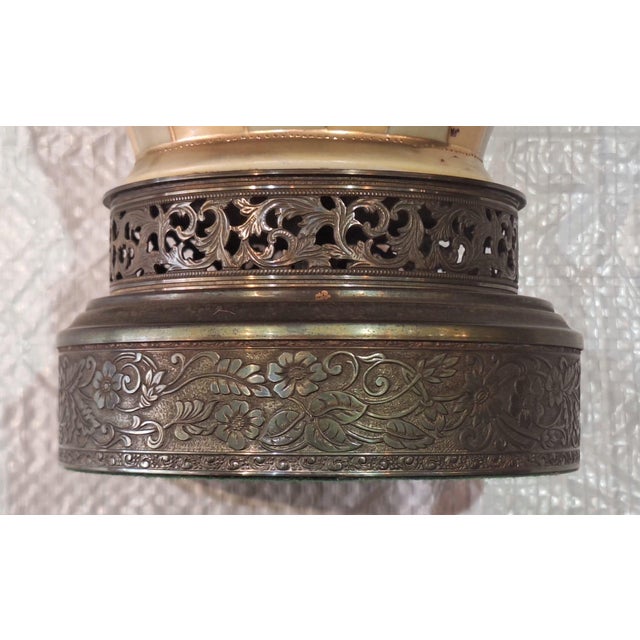 Vintage Hand-Painted Porcelain Rose Urn Table Lamp With Ornate Metal Base For Sale In Los Angeles - Image 6 of 7