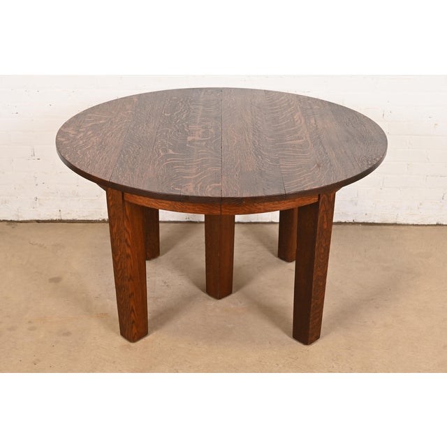 Gustav Stickley Antique Mission Oak Arts & Crafts Extension Dining Table, Circa 1910 For Sale - Image 13 of 13