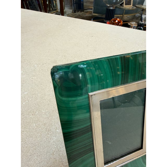 Italian Angeletti Malachite Picture Frame, Rome, Mid-20th Century For Sale - Image 3 of 7