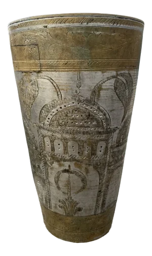 Antique Anglo Raj Mughal Hand-Spun Silver & Copper Beaker