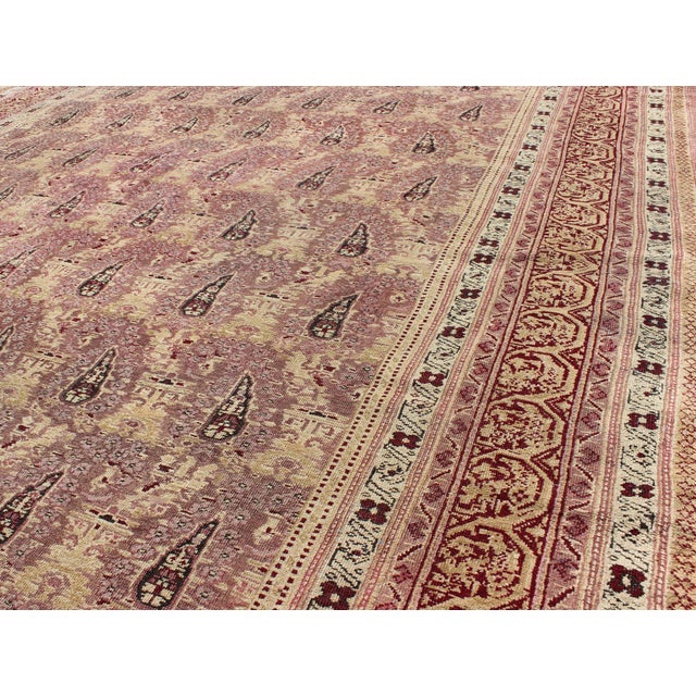 Antique Amritsar Rug With Paisley Pattern In, Lavender, Purple, Pink & Yellow 9' X 11'10 For Sale - Image 9 of 10