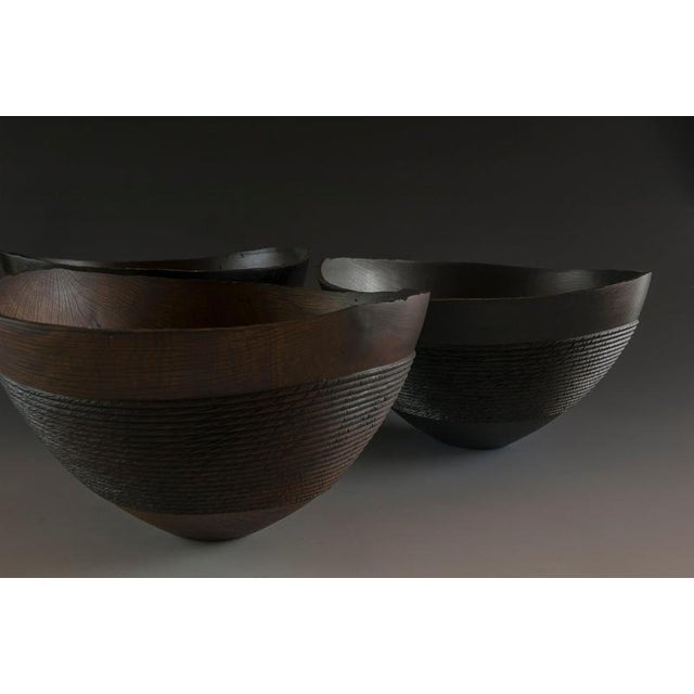 Contemporary Rope Bowl in Oak and Oxides Wood by Yann Marot For Sale - Image 3 of 7