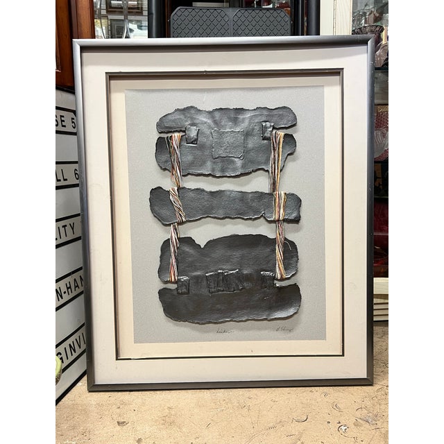 Late 20th Century Vintage Framed Mixed Media "Linkage" Signed For Sale - Image 5 of 8