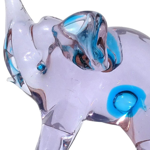 Cenedese Murano Cenedese Vintage Sommerso Alexandrite Purple Blue Accents Italian Art Glass Elephant Figurine For Sale - Image 4 of 8