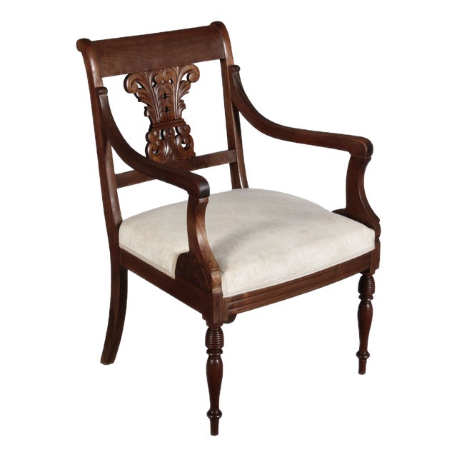 Antique English Regency Biedermeier Armchair in Mahogany, 1840 For Sale