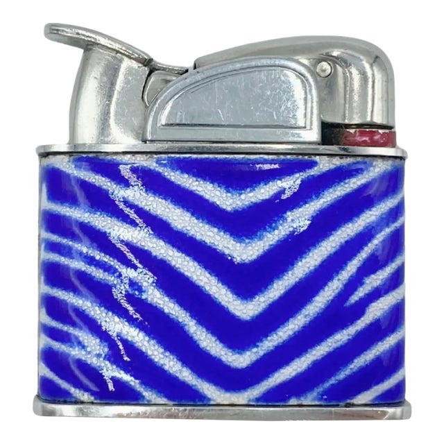 Vintage Mid 20th Century El Morocco Nightclub New York Nyc Blue Zebra Print Lighter For Sale