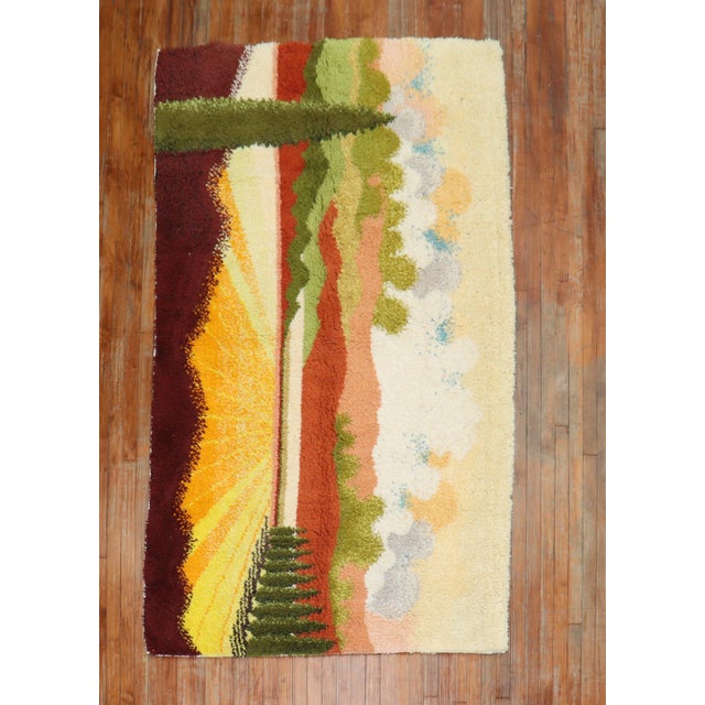 Early 21st Century Swedish Rya Landscape Scenery Rug For Sale - Image 5 of 18
