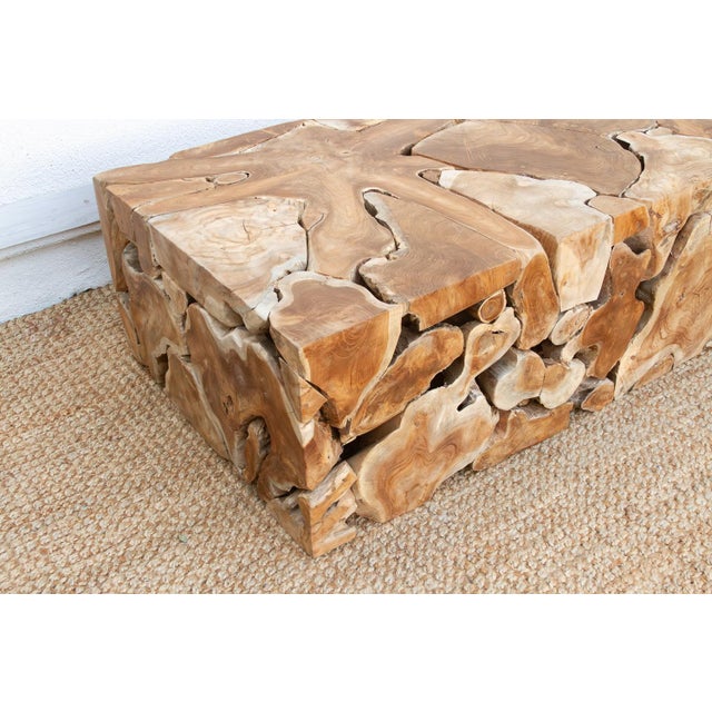 Contemporary Organic Teak Root Mosaic Coffee Table For Sale - Image 3 of 11