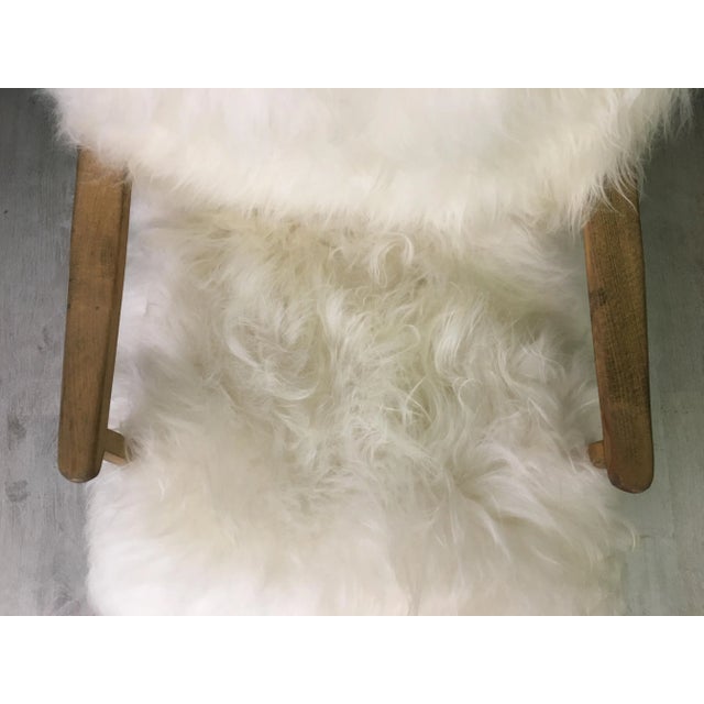 Mid-Century White Sheepskin Armchair For Sale - Image 9 of 13