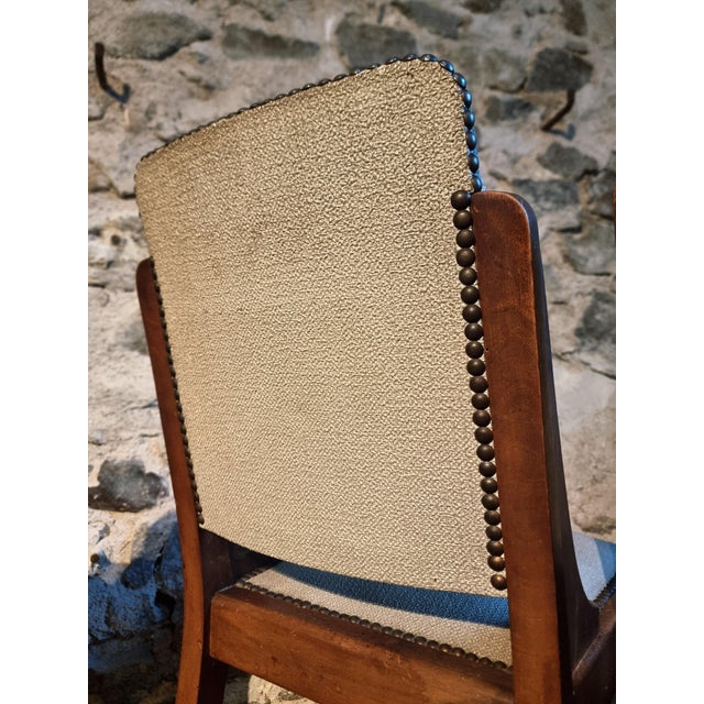 Mid-Century French Walnut Dining Chairs in Light Taupe Upholstery, 1950s, Set of 5 For Sale - Image 16 of 18