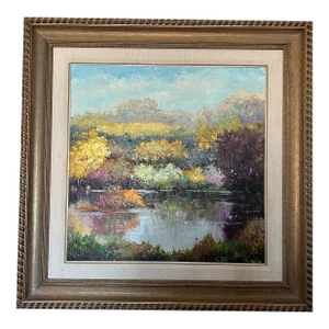 “Lake Cove” Impressionist Style Painting by Hans H. Ressdorf