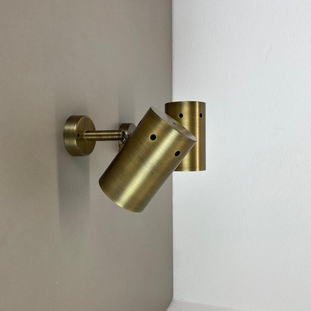 Metal Minimalist Brass Hole Wall Spot Lights, Italy, 1970s, Set of 2 For Sale - Image 7 of 15