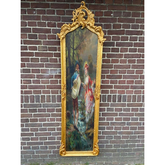 Gold 1970s French Louis XVI Gold Beech Textile Wall Art For Sale - Image 8 of 17