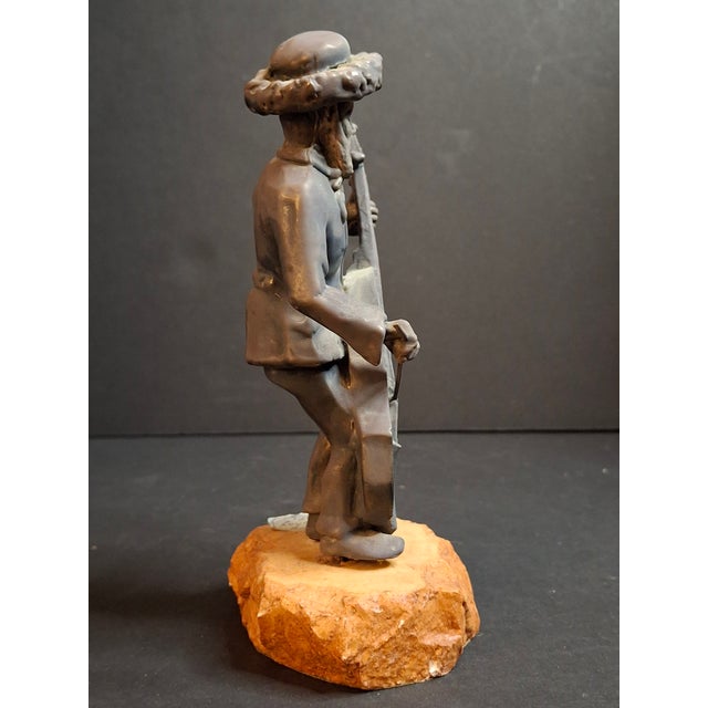 1970s Vintage Fay Avishay 925 Sterling Silver Musician Sculpture Double Bass Cellist Israel For Sale - Image 5 of 15