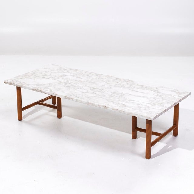 White t.h. Robsjohn Gibbings for Widdicomb Mid Century Marble Coffee Table For Sale - Image 8 of 9