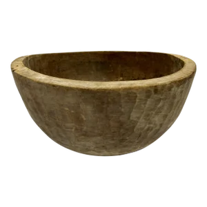 Large Antique Handcrafted Artisans Wood Bowl