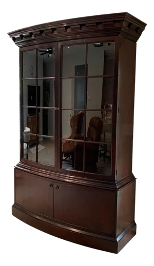 Late 20th Century Baker, Georgian Style Bow-Front China Cabinet