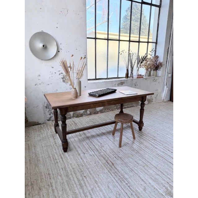Wood Farmhouse Table with Turned Pine and Birch Legs, 1960s For Sale - Image 7 of 18