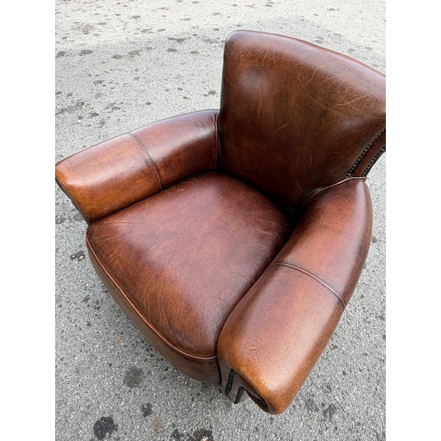 Pair of French Leather Club Chairs For Sale - Image 14 of 14