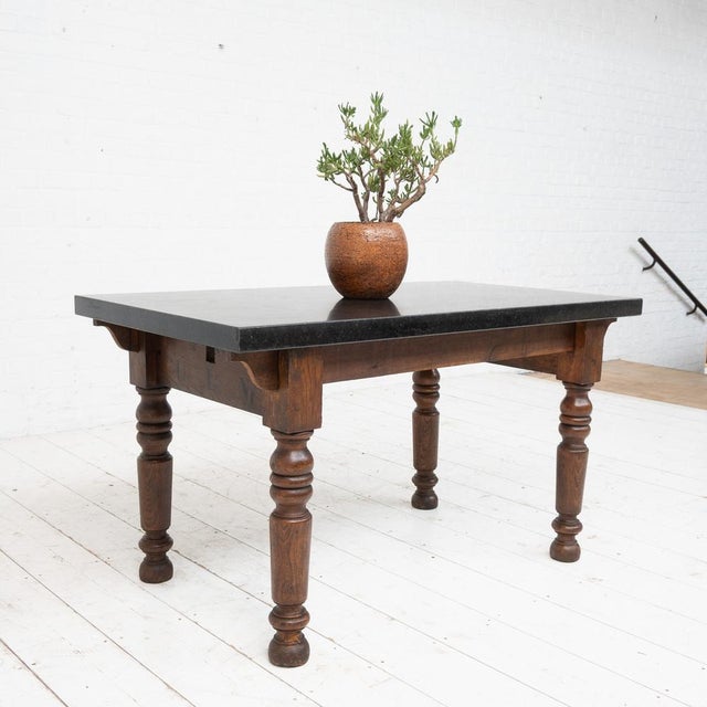 Late 19th Century Antique French Oak and Stone Console Table, 1880 For Sale - Image 5 of 12