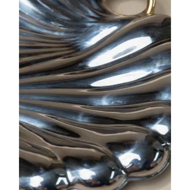 Vintage Shell Tray in Stainless Steel with Gilt Details from Becchetti, Italy, 1980s For Sale - Image 9 of 11