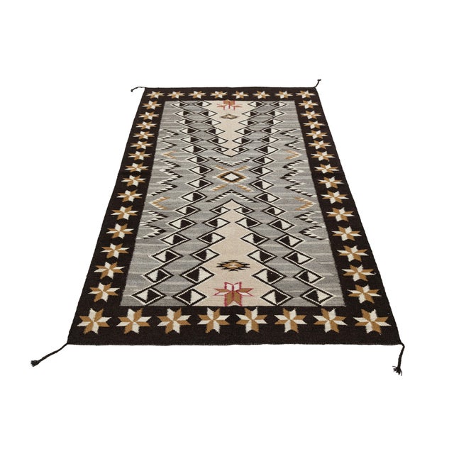 2020s Contemporary Hand-Knotted Navajo Style Wool Rug With Geometric Star Border For Sale - Image 5 of 10