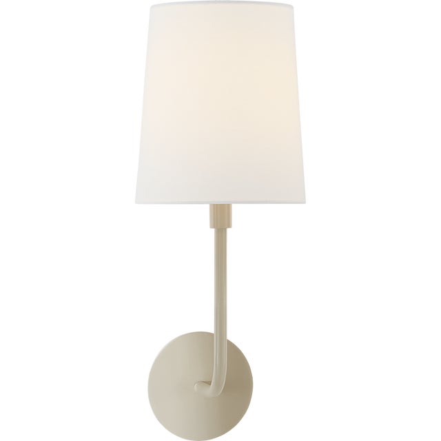 Barbara Barry for Visual Comfort Signature Go Lightly Sconce in China White with Linen Shade For Sale