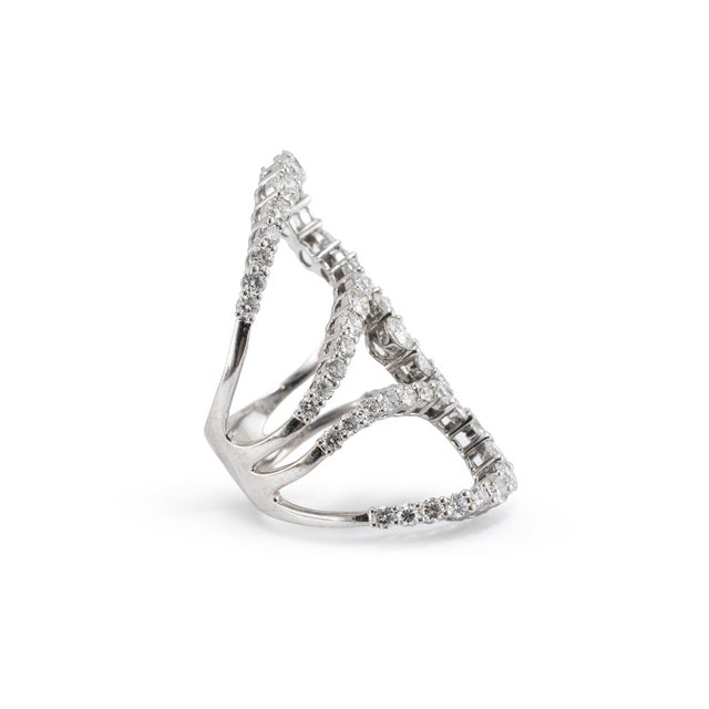 Ladies 18k White Gold Triple Swirl 5.00ctw Diamond Open Crossover Cocktail Ring, Size 8.5 For Sale - Image 4 of 6