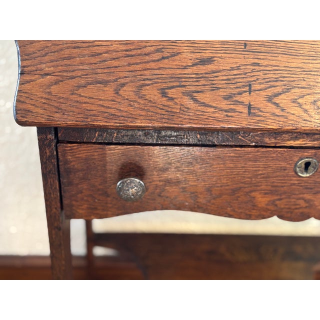 19th Century American Quartersawn Oak Writing Secretary Desk For Sale - Image 13 of 17