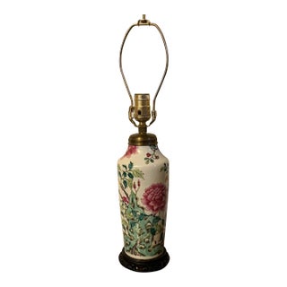 Antique 19th Century Chinese Export Famille Rose Porcelain Vase Mounted as a Lamp For Sale