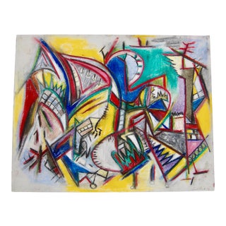 1970s Vintage Surrealist Abstract Figures Creatures Primary Colors For Sale