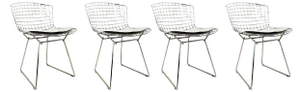 Leather and Chrome Chairs by Harry Bertoia for Knoll, Set of 4