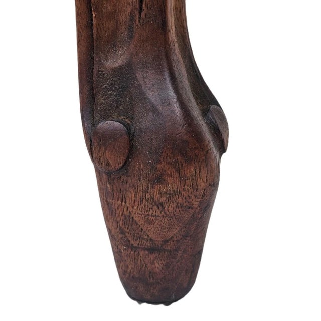 Antique French Walnut Ottoman Footstool W/ Floral Carving & Cabriole Legs 1910s For Sale - Image 12 of 16