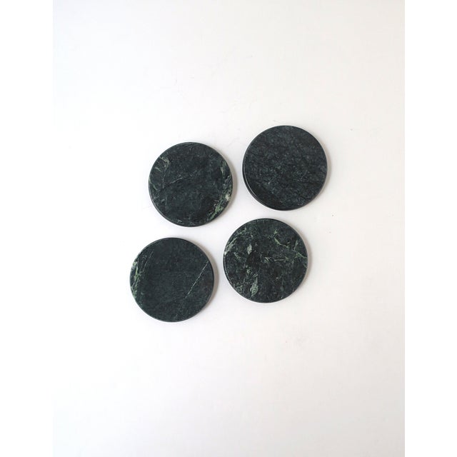 Dark Green Marble Coasters - Set of 4 For Sale In New York - Image 6 of 7