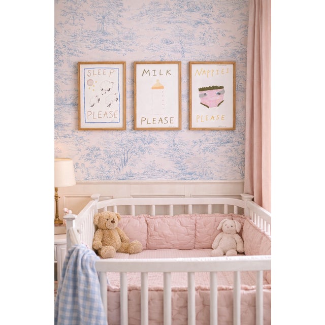 Baby Trio - Sleep Please, Milk Please & Nappies Please A4 Prints by Tatiana Alida For Sale - Image 6 of 6