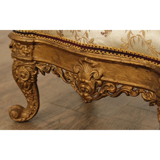 Antique Victorian Cast Iron Gilt Rococo Style Footstool For Sale - Image 11 of 13