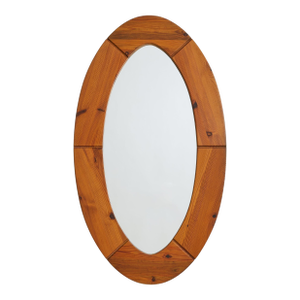 Swedish Oval Pine Wall Mirror by Glas Mäster Markaryd, 1960s