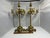 Antique Brass Candelabra Pair, Movement Gold Gilt Finish For Sale - Image 9 of 10